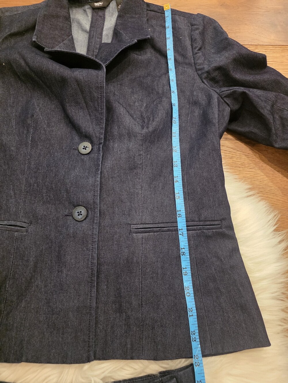 Vintage Women’s Dark Blue Denim Suit Jacket & Pants Set - Picture 5 of 13
